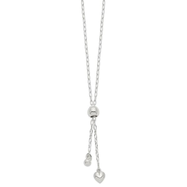 IceCarats 925 Sterling Silver 2mm Long Cable Link Heart Love Adjustable Chain Necklace: 36.0 Inches