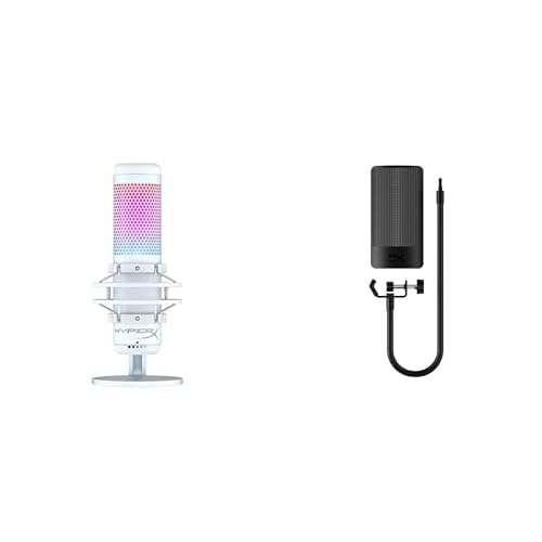 HyperX QuadCast S – RGB USB Condenser Microphone for PC, PS4, PS5 and Mac, Anti-Vibration Shock Mount, 4 Polar Patterns, Pop Filter, Gain Control, Gaming, Streaming, Podcasts, Twitch, YouTube, Discord: White QuadCast S White Shield