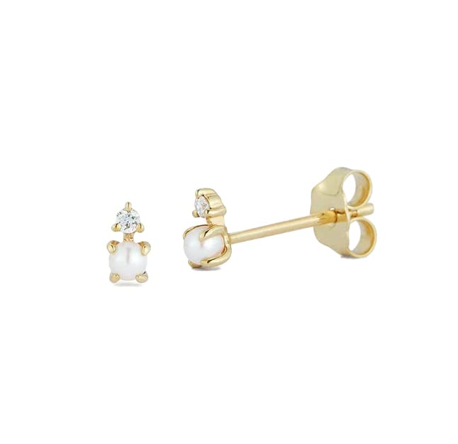 Mateo New York, 14kt The Little Things Uni Pearl and Diamond Studs