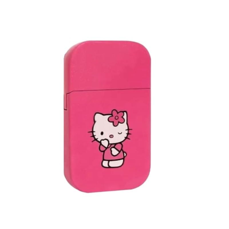 NIVEK Pink Glitter Kitty Pink Flame Pocket Lighter KT Cat Refillable Kawaii Y2K Aesthetic Windproof Flame - Image 2