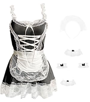 mzenuop Maid Dress Cosplay Sweet Classic Apron Costume with Socks: XX-Large