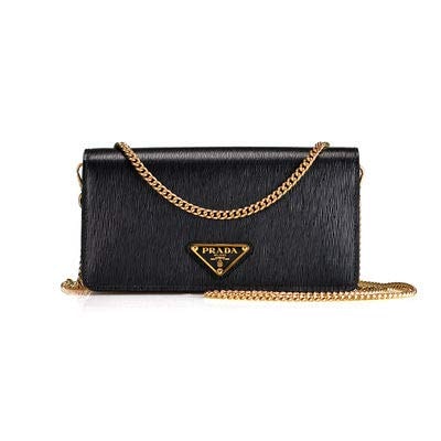 Prada Womens Miniborse Black Vitello Move Small Leather Crossbody 1BP021 - Image 1