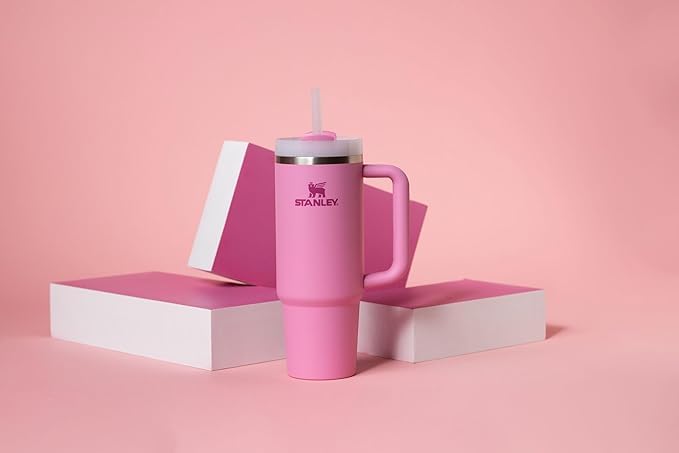 Stanley Quencher H2.0 Tumbler with Handle and Straw 30 oz | Flowstate 3-Position Lid | Cup Holder Compatible for Travel | Insulated Stainless Steel Cup | BPA-Free | Rose Quartz 2.0: 30 Ounces Peony