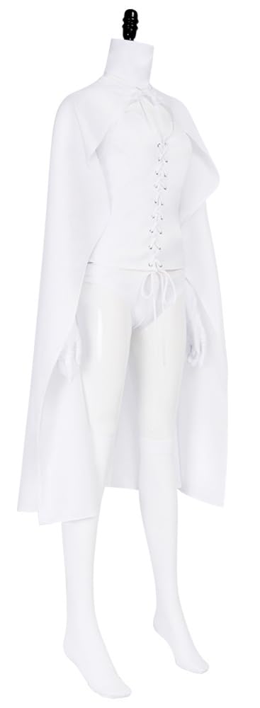 Women Queen Emma Frost Cosplay Top Cloak Gloves Socks Emma Frost Costume White Uniform for Halloween