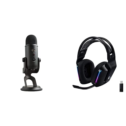 Logitech for Creators Blue Microphones Yeti USB Microphone (Blackout): Mic + Gaming Headset Blackout