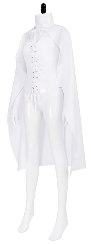 Women Queen Emma Frost Cosplay Top Cloak Gloves Socks Emma Frost Costume White Uniform for Halloween