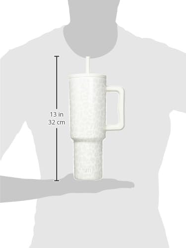 Simple Modern 40 oz Trek Tumbler with Handle and Straw Lid | Cup Holder Friendly Insulated Stainless Steel Travel Mug | Cream Leopard: Pattern: Cream Leopard 40 Ounces
