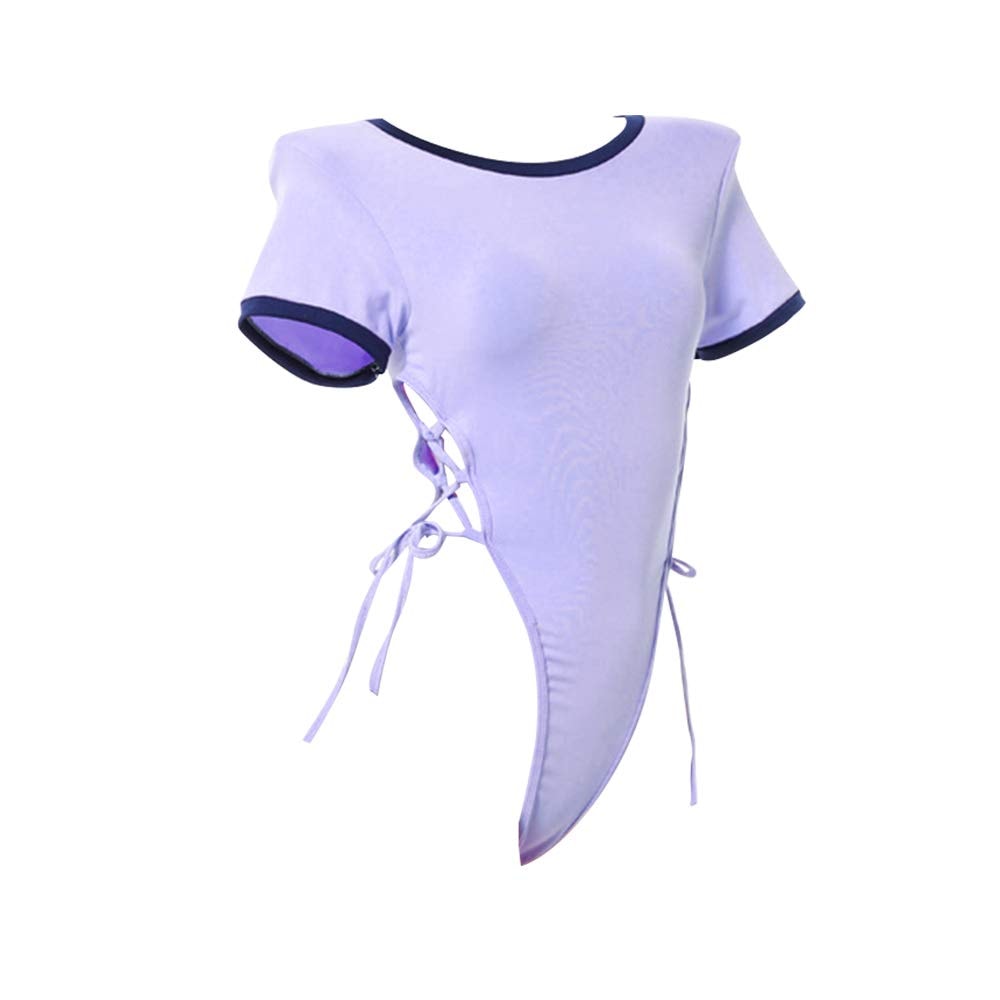 YOMORIO Womens Cute Japanese Schoolgirl Uniform Lolita Anime Cosplay Lingerie Tie-Side Jumpsuit Babydoll: Purple