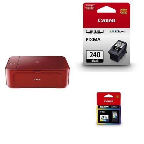 Canon Pixma MG3620 Wireless All-in-One Color Inkjet Printer with Mobile and Tablet Printing, Black: Red Printer + Ink Bundle