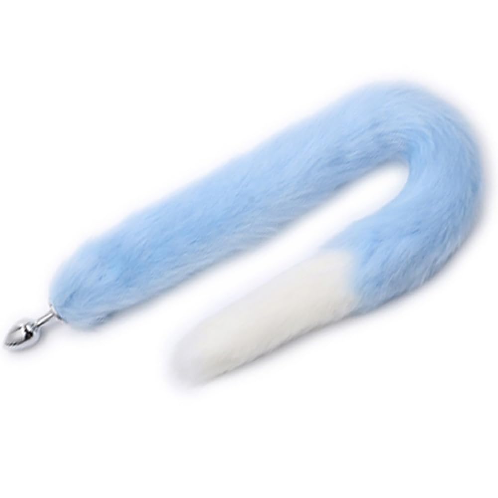 30.3 Inch Fox Animal Costume Tail Faux Fur Wolf Butt Tail Long Anal Butt Plug Fox Cat Butt Plug Furry Plush Tail Plug Valentines Day Cosplay: Blue