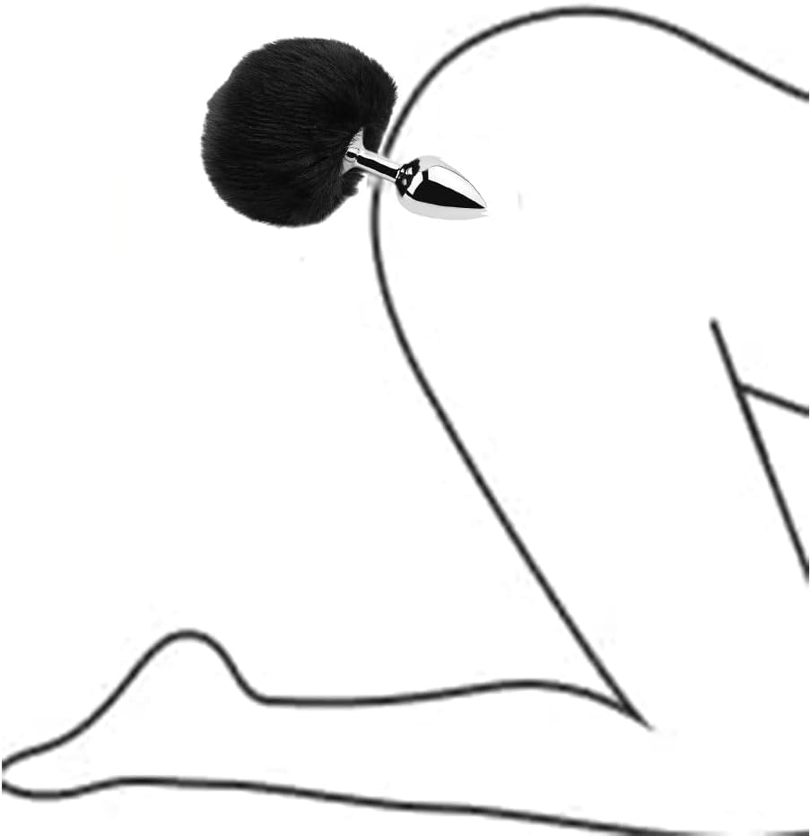 Small Anal Plug, Rabbit Bunny Tail Anal Plug for Cosplay, Butt Plug Adult Sex Toys for Sexual Enjoyment (White-Small): Large Black