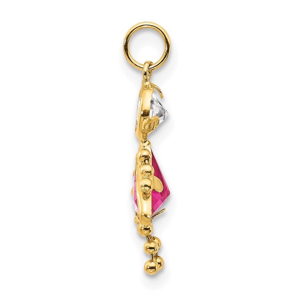 Auriga Fine Jewelry Solid 10K Yellow Gold 20mm Polished January to December Month Birthstone Charm for Pendant Necklace or Bracelet (L-20 mm/0.79 Inch, W-10 mm/ 0.39 Inch): October Birthstone