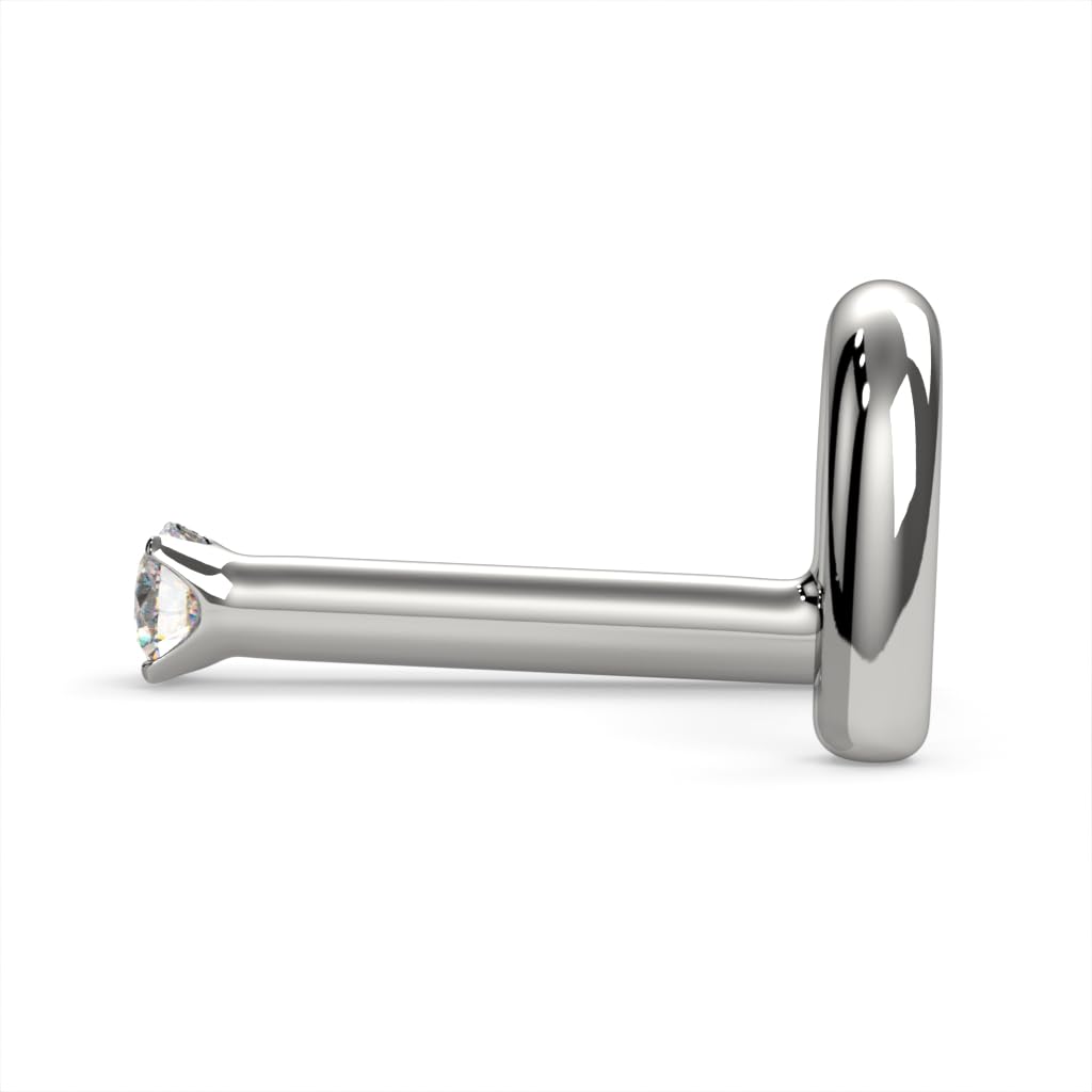 FreshTrends Diamond Nose Ring – 20G 3mm (0.10 ct. tw) Genuine Diamond Nose Stud – 14K Real Gold Nose Ring Twist Screw – Made in USA: FreshTrends 14K White Gold SI1-SI2 G-H | USA Made | Gold Stud - 20 Gauge Stud | White Gold