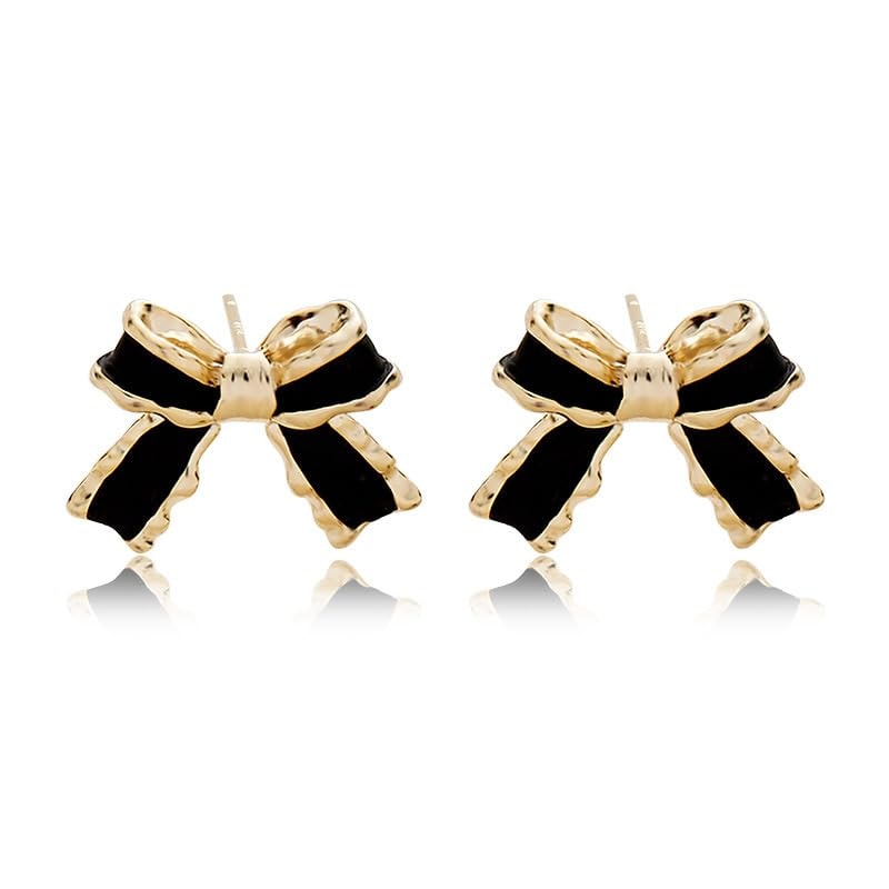 Gold Plated Bow small tiny cute stud hoop Earrings for Women Fashion Jewelry: Gold Plated Bow small tiny cute stud hoop Earrings for Women Fashion Jewelry