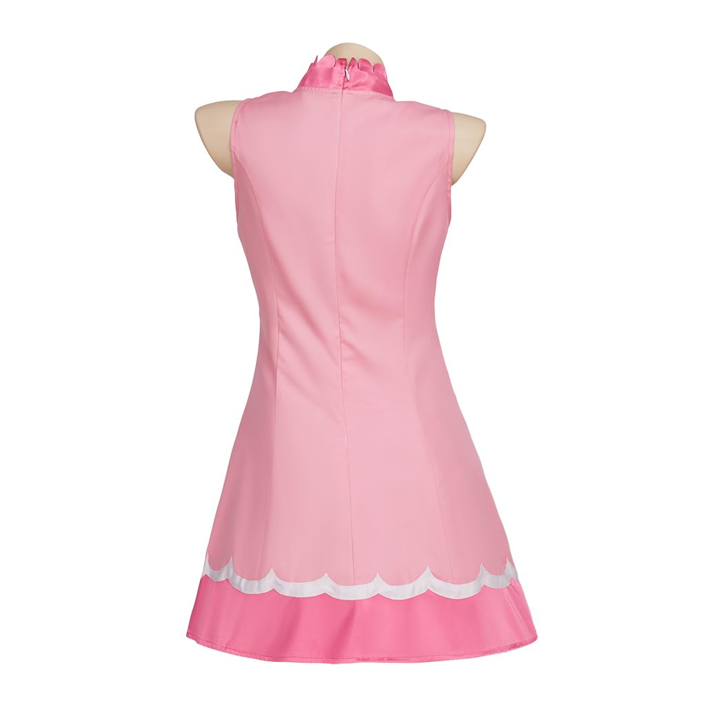Willyacos Womens Super Brothers Princess Peach Costume Halloween Party Dress Sexy Pink Princess Dress Cosplay for Adult: XX-Large Tennis Dress