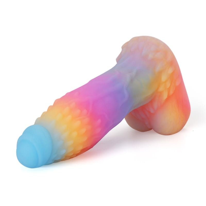 Priolesoder 5.82 inch Luminous Fantasy Dildo Silicone Anal Monster Dildo Huge Thick Long Realistic Dragon Dildo, Giant Soft Suction for Women, Flexible Big Strap-on for Anal G-Spot Play (Pink)