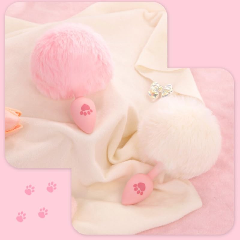 Anal Plug Fox Tail, 16 inch Pink Fluffy Tail Cat Claw Butt Plug Silicone Anal Sex Toy Cute Sexy Cosplay Erotic Role Play Game Anus Toy for Adults Female Women Men Couples: S