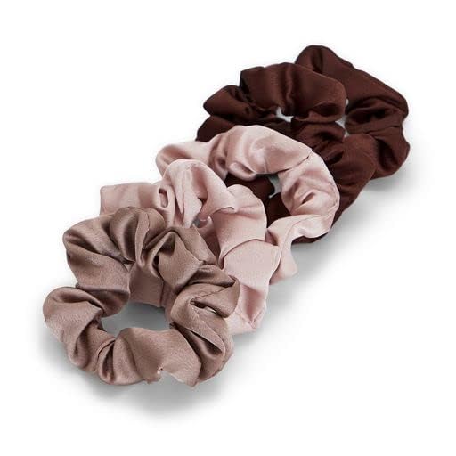 Kitsch Satin Scrunchies for Women - No Crease Hair Ties for Girls | Scrunchies For All Hair Types and Textures, Perfect for Day or Night - 5 Pcs, Cameo