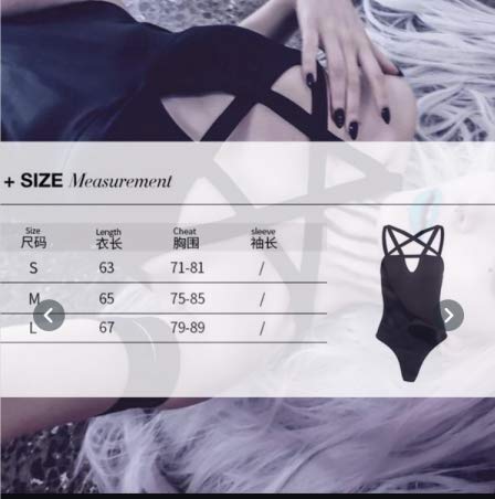 LJJPMLLPZ Women Hollow Out Low Chest Pentagram Bodysuit Gothic Dark Street Jumpsuit: Large