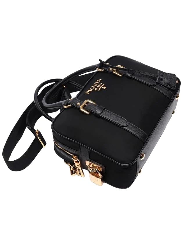 Prada Black Nylon Saffiano Satchel Shoulder Bag: Prada Black Nylon Saffiano Satchel Shoulder Bag