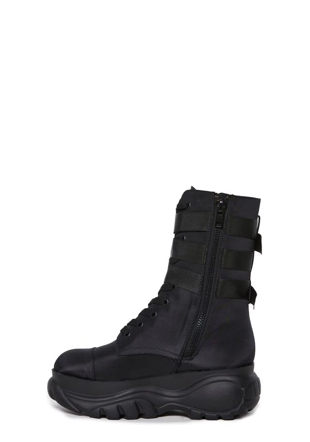 Dolls Kill Mad Hustle Pocket Combat Boots by Poster Grl – Chunky Platform Combat Boots with Zipper Pockets & Buckled Straps