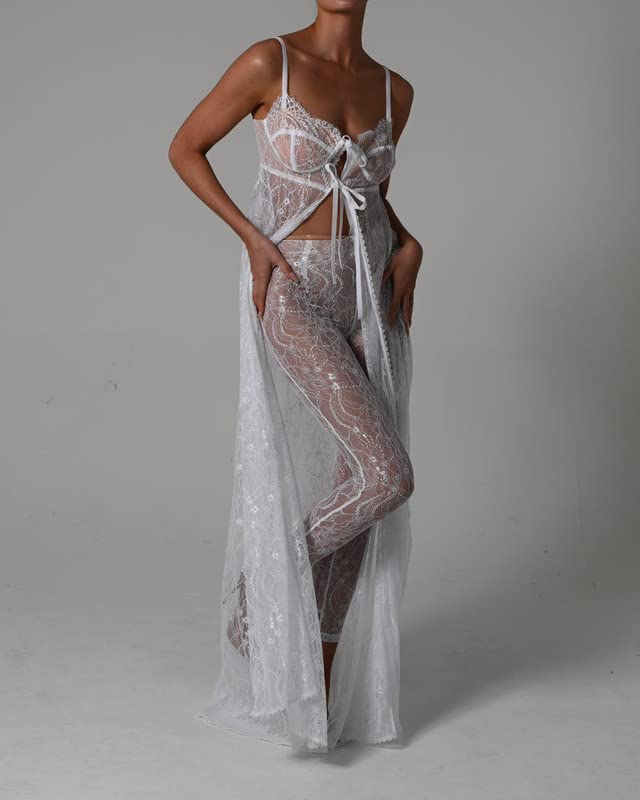 Women See Through Lace Dress Y2k Sexy Sheer Mesh Bodycon Long Dress Spaghetti Strap Sleeveless Cover Up Maxi Dress