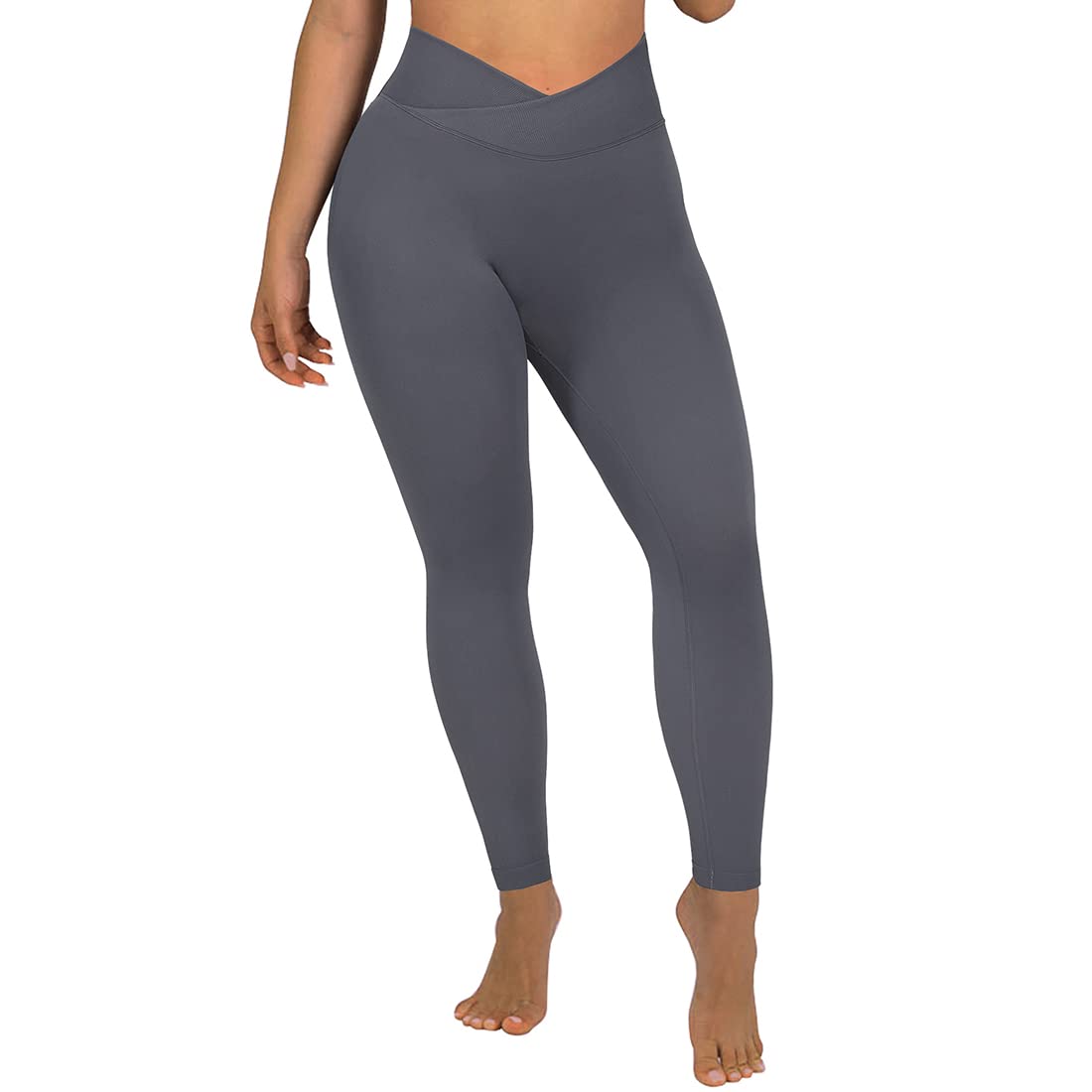 SUUKSESS Women Crossover Seamless Leggings Butt Lifting High Waisted Workout Yoga Pants thumbnail 1