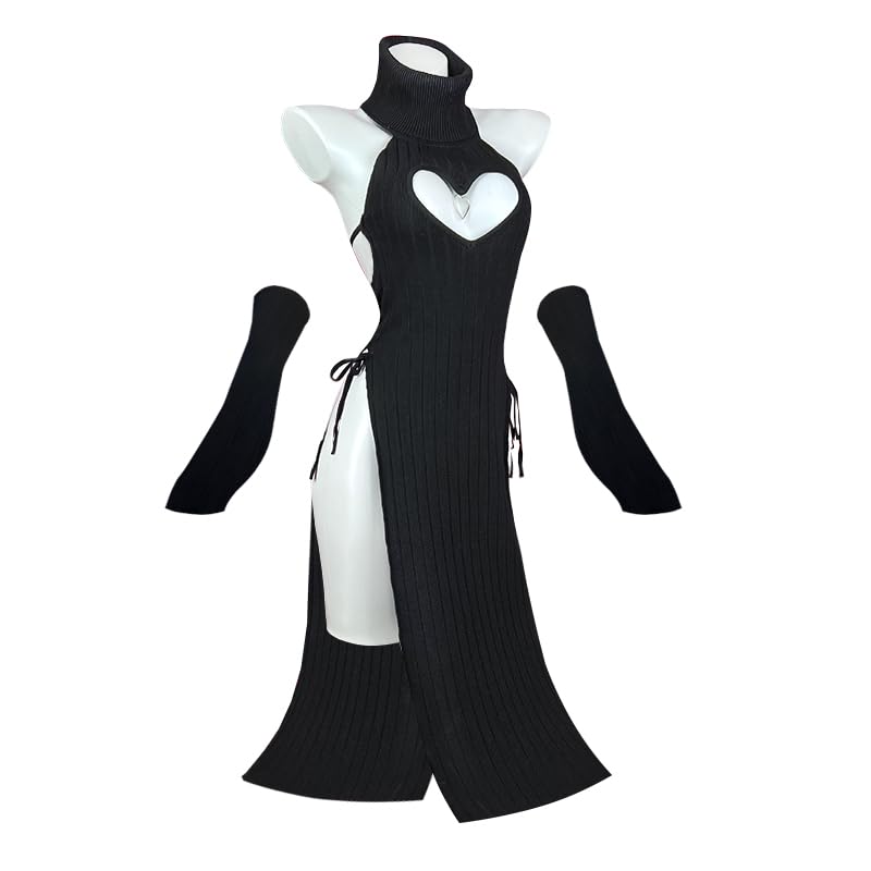 KORURACLUB Love Cheongsam costume White/Black premium sweater cosplay lingerie Love Cheongsam succubus lingerie: Black XS/M