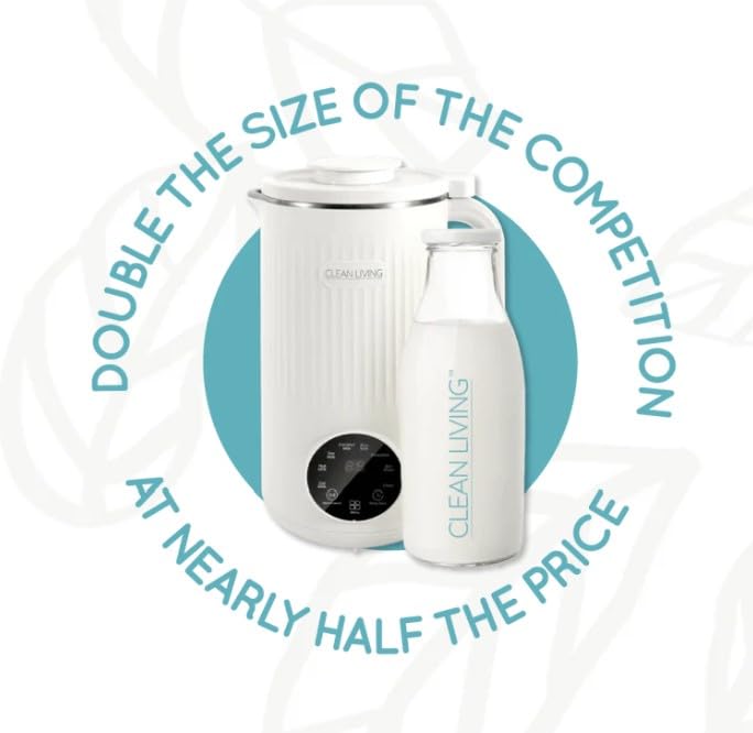 Clean Living With Michelle 1qt. Plant Milker, 8-in-1 Multi-Functional, Self-cleaning, Nut Milk Maker, Homemade Plant Milk Maker, Almond Milk Machine 33.8oz (): White