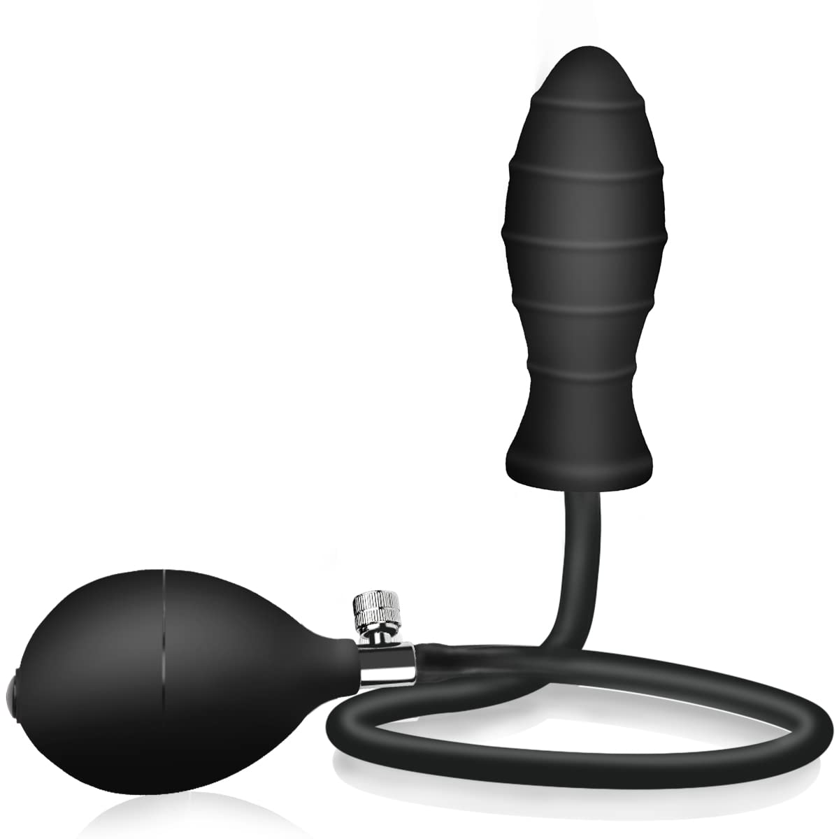 Silicone Expand Inflatable Anal Plug - Body-Safe Medical Grade Waterproof Butt Sex Toy for Male, Female and Beginners (Black Classic Style): Rippled Style