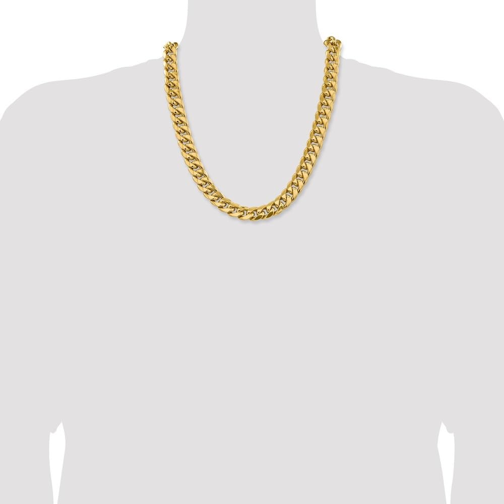 Auriga Fine Jewelry 10K Yellow Gold 13.2mm Semi-Solid Miami Cuban Chain Necklace for Men 22"", AFJ-QG-10BC164-22-MG: Auriga Fine Jewelry 10K Yellow Gold 13.2mm Semi-Solid Miami Cuban Chain Necklace for Men 22"", AFJ-QG-10BC164-22-MG