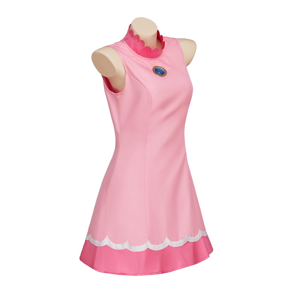 Willyacos Womens Super Brothers Princess Peach Costume Halloween Party Dress Sexy Pink Princess Dress Cosplay for Adult: XX-Large Tennis Dress
