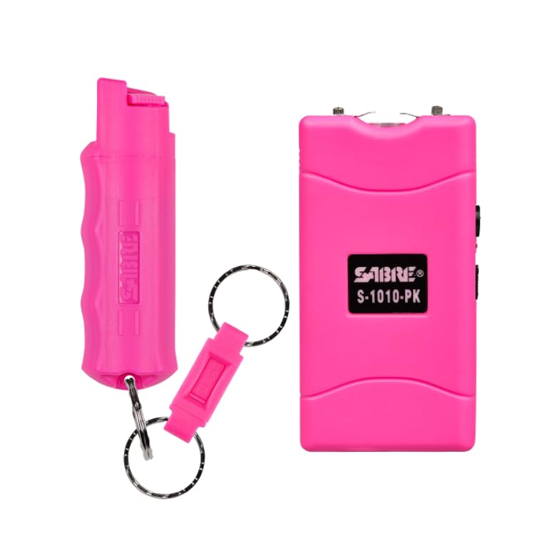SABRE Pepper Spray And 2-in-1 Stun Gun and Flashlight, 25 Bursts of Max Strength OC Spray, Intuitive Finger Grip, 0.54 fl oz, Painful 1.160 µC Charge, 120 Lumens, Rechargeable, Safety Switch, Holster thumbnail 1