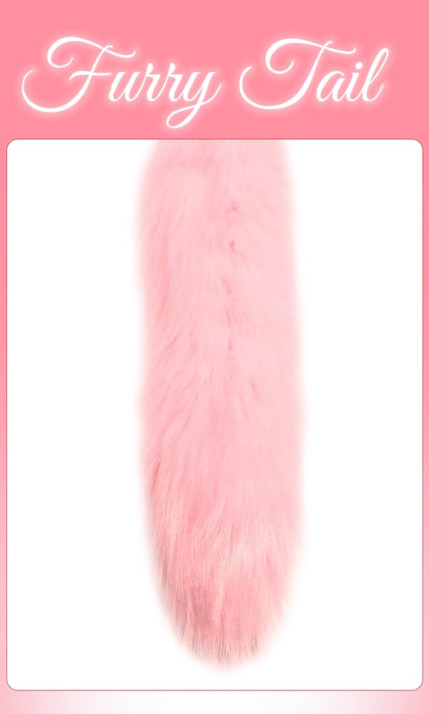 30.3 Inch Fox Animal Costume Tail Faux Fur Wolf Butt Tail Long Anal Butt Plug Fox Cat Butt Plug Furry Plush Tail Plug Valentines Day Cosplay: Pink