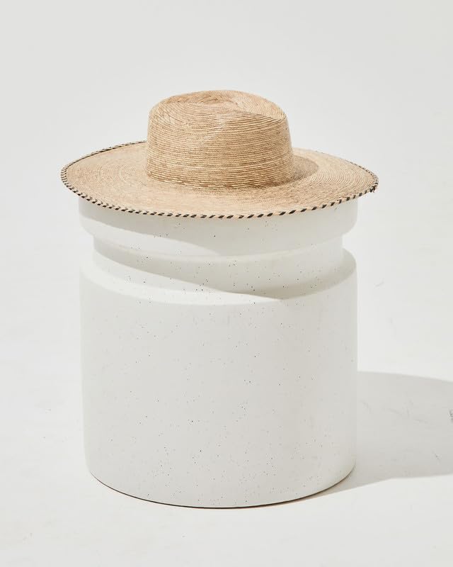 L*Space Dean Hat for Women, Wide-Brimmed Hat for Summer, Sun Protection, Vacation, Contrast Weaved Edge, 100% Palm