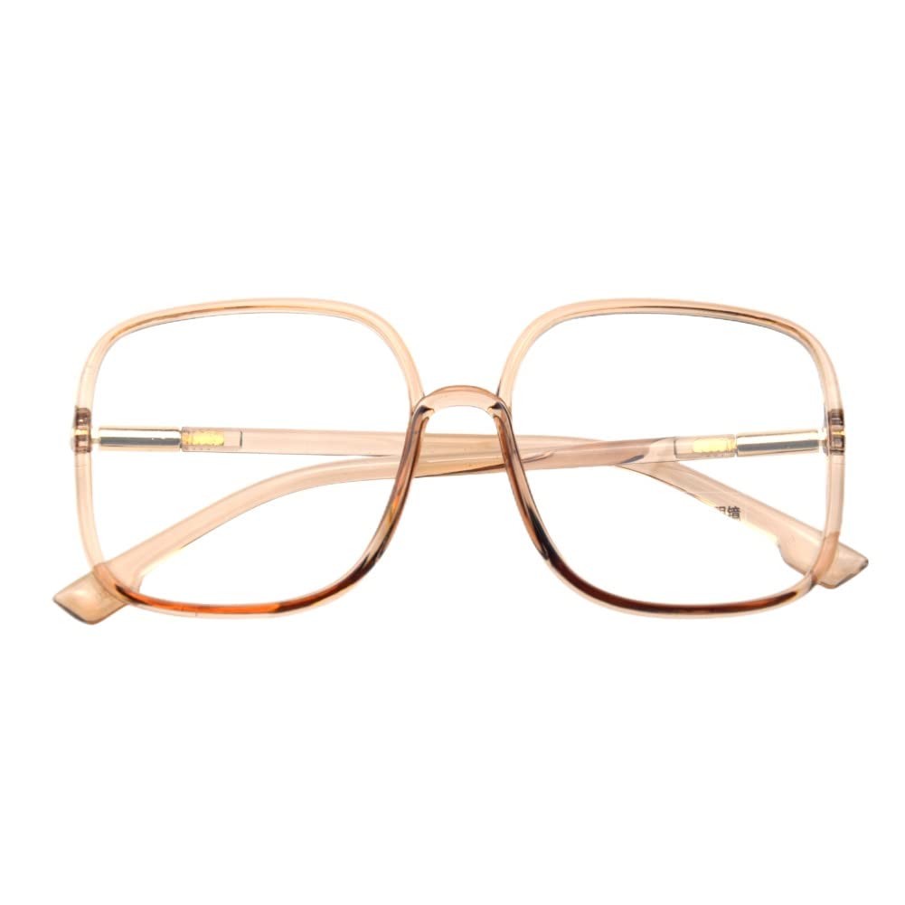 Shiratori Woman's New Retro Blue Light Blocking Glasses Big frame Nerd Eyeglasses Frame Anti Blue Ray Computer Game Glasses: Brown