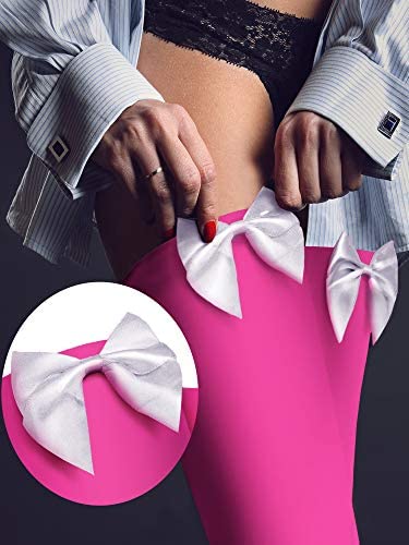 Boao 3 Pairs Thigh High Stockings Thigh High Socks with Bow for Women over Knee Lingerie Stockings for Cosplay Daily Wear: Medium Purple, Black, Rose Red, White, Pink