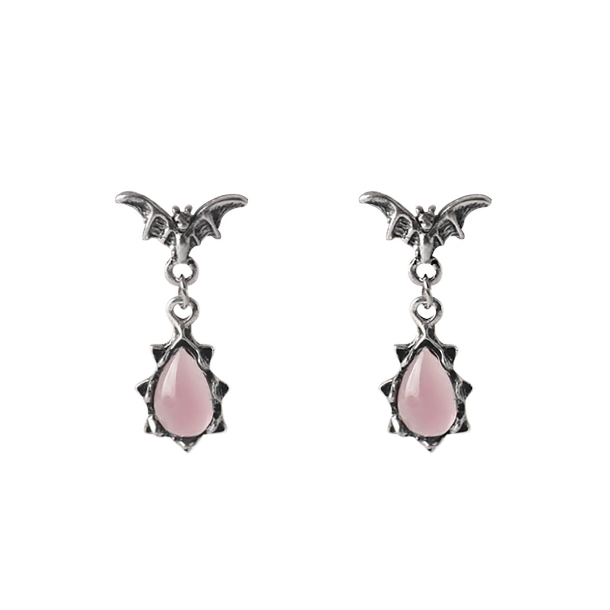 Gothic Dark Bat Zircon Earrings Vintage Red  Crystal Bat Dangle Drop Earrings Variety Gothic Vampire Bat Earrings Punk Rock Hip Hop Bat Animal Earrings Halloween Jewelry for Women and Men: Pink