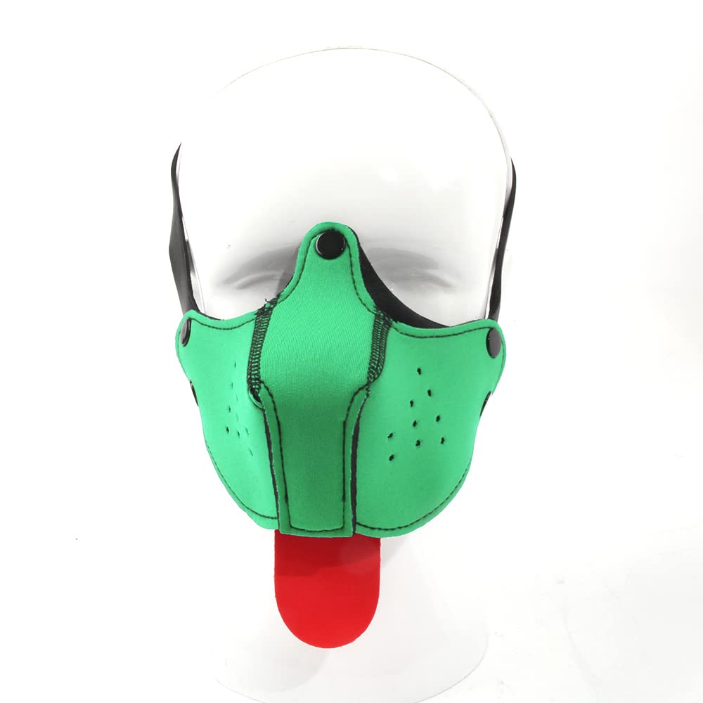 Neoprene Puppy Face Muzzle Dog Hood Mask Play Hoods: Green