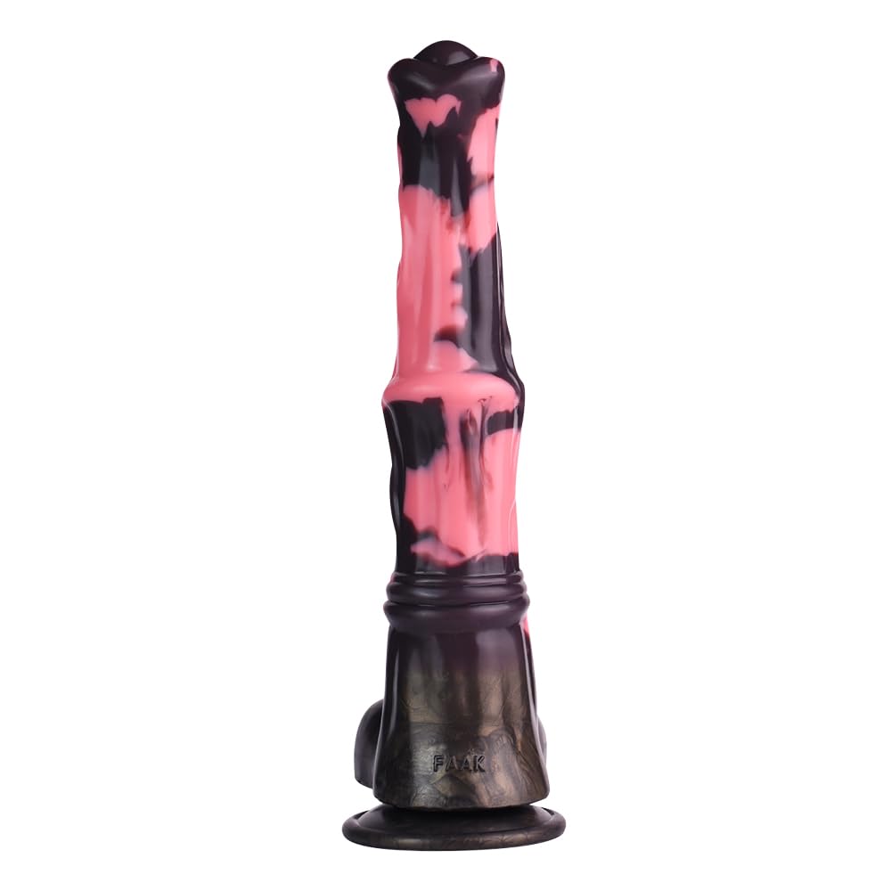 12 Inch Silicone Made Huge Soft Colorful Horse Dildo Anal Toy Pink Animal Style Ribbed Flexible Hands-Free (Normal)