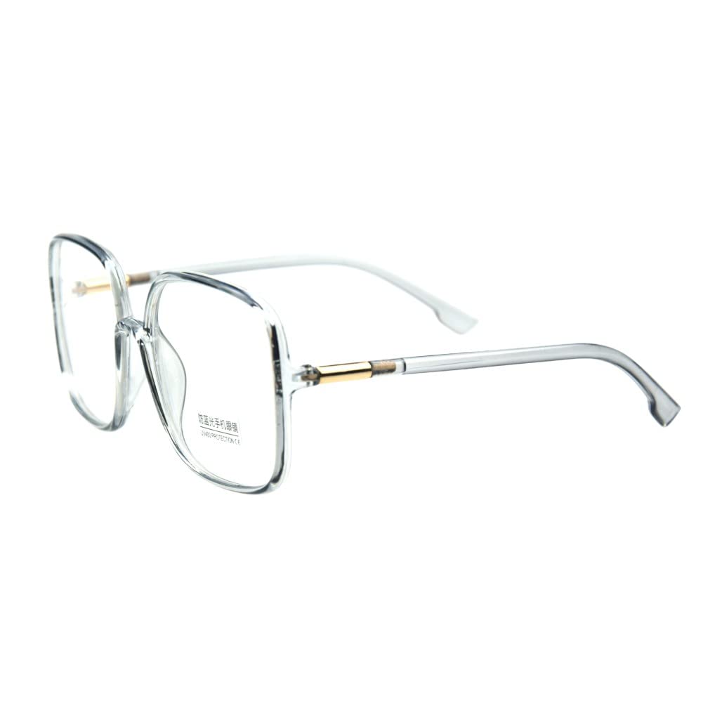 Shiratori Woman's New Retro Blue Light Blocking Glasses Big frame Nerd Eyeglasses Frame Anti Blue Ray Computer Game Glasses: Gray