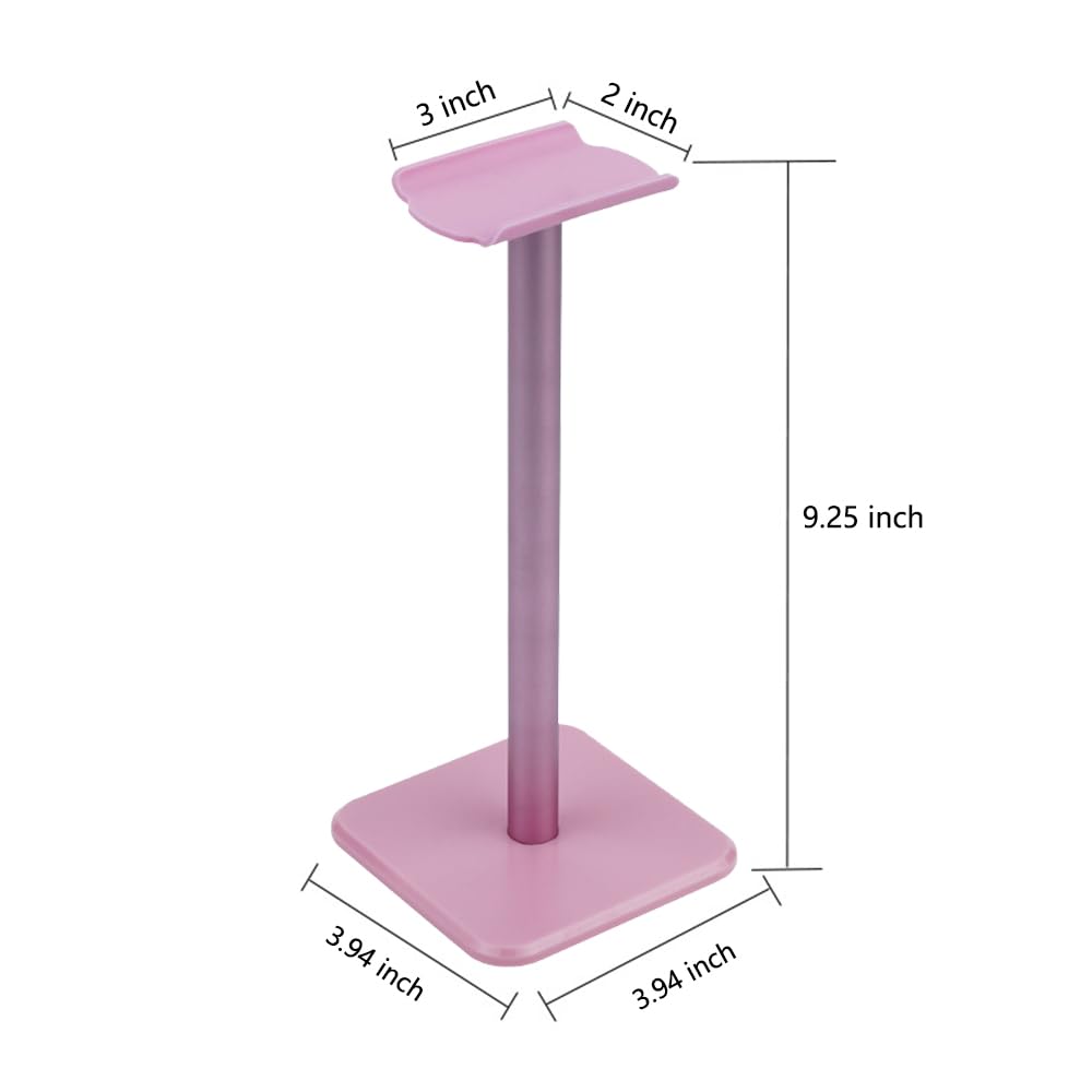 Deear Headphone Stand Gaming Headset Holder Universal Aluminum Metal Headphone Holder Hanger with Aluminum Supporting Bar Flexible Headrest ABS Solid Base for All Headphone,: Pink