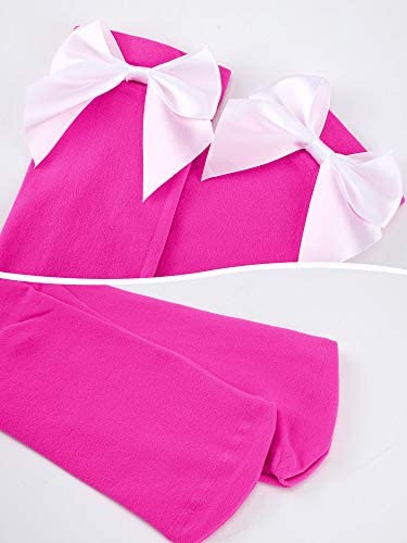 Boao 3 Pairs Thigh High Stockings Thigh High Socks with Bow for Women over Knee Lingerie Stockings for Cosplay Daily Wear: Medium Purple, Black, Rose Red, White, Pink