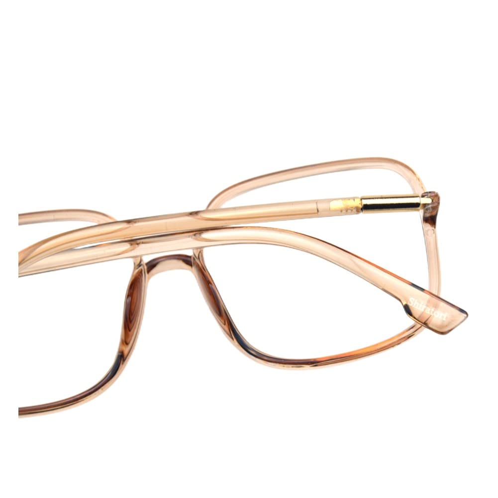 Shiratori Woman's New Retro Blue Light Blocking Glasses Big frame Nerd Eyeglasses Frame Anti Blue Ray Computer Game Glasses: Brown