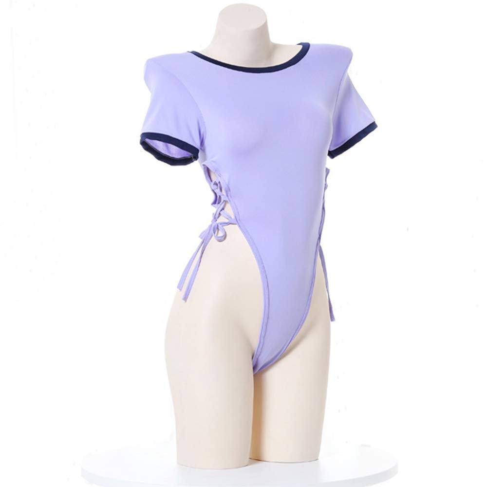 YOMORIO Womens Cute Japanese Schoolgirl Uniform Lolita Anime Cosplay Lingerie Tie-Side Jumpsuit Babydoll: Purple
