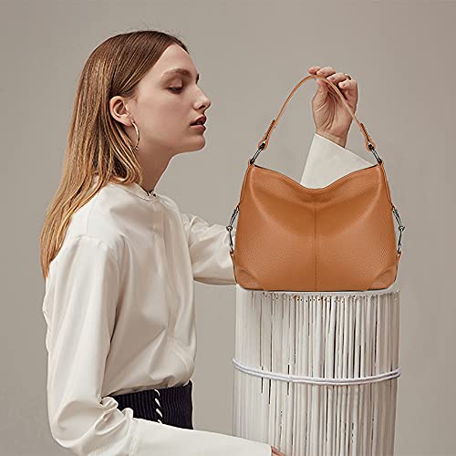 YALUXE Genuine Leather Shoulder Bags Stylish Hobo Handbags Purses Crossbody Bags for Women thumbnail 3