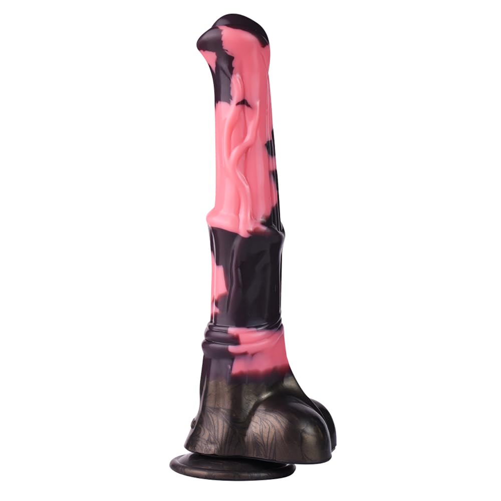 12 Inch Silicone Made Huge Soft Colorful Horse Dildo Anal Toy Pink Animal Style Ribbed Flexible Hands-Free (Normal)
