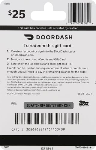 DoorDash Gift Card: 25 Traditional