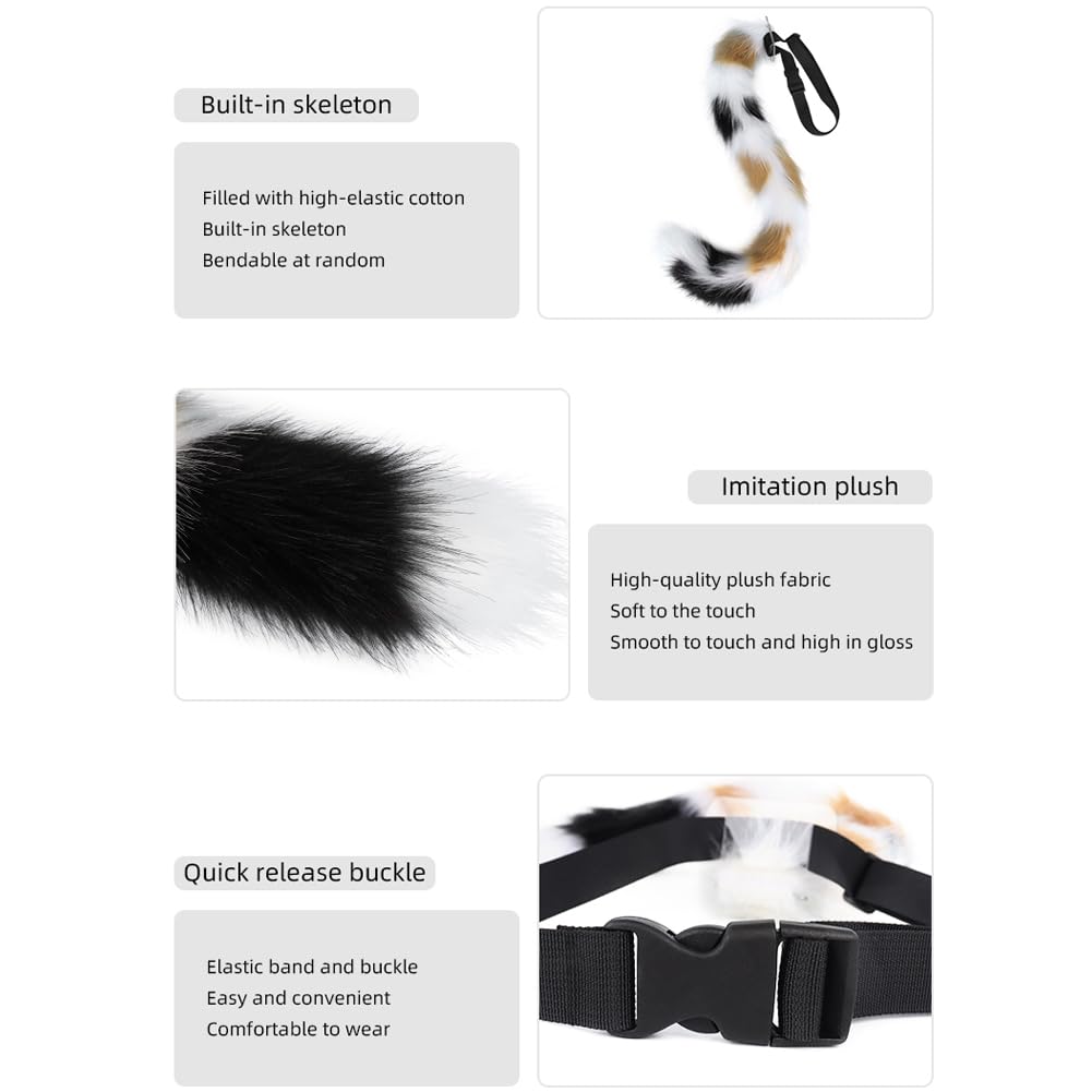 JUNBOON Cat Wolf Fox Tail Faux Fur Ear Headband Set Adult Halloween Xmas Fancy Party Cosplay Costume Gifts: 2-kw