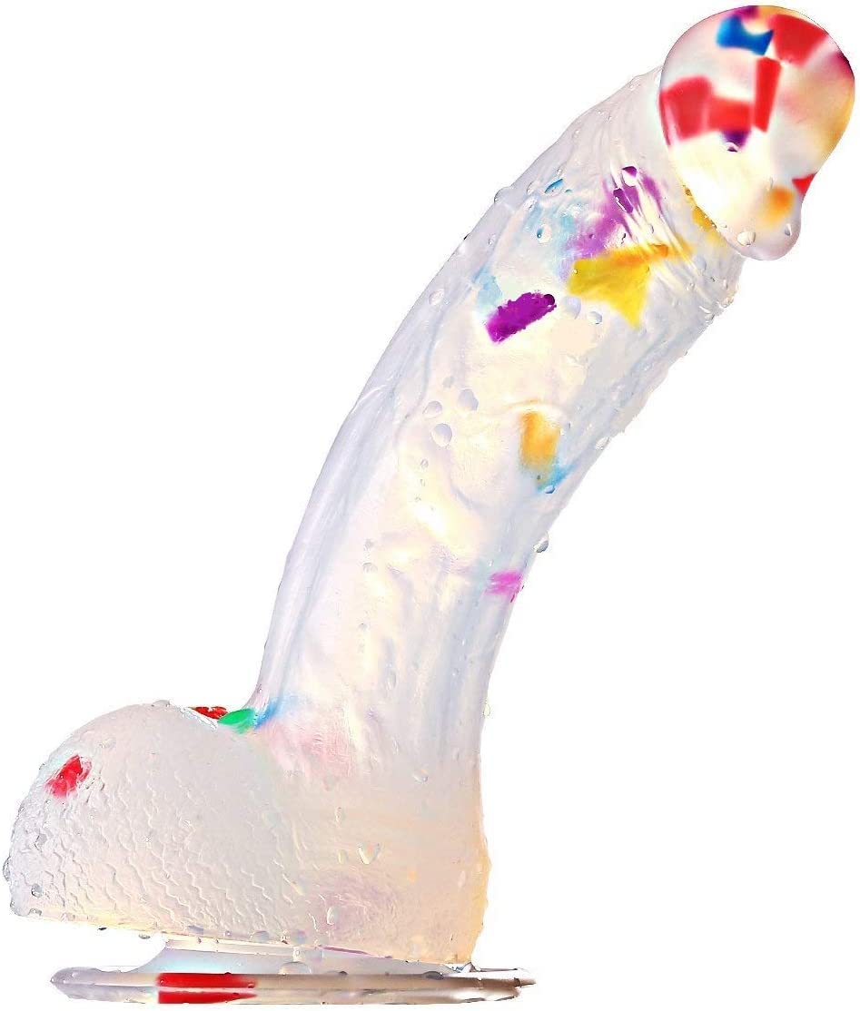 Louviva Confetti Dildo Realistic Clear Silicone Suction Cup Women Sex Toy, 7.6 Inch, Sex Toy for Adults: Louviva Confetti Dildo Realistic Clear Silicone Suction Cup Women Sex Toy, 7.6 Inch, Sex Toy for Adults